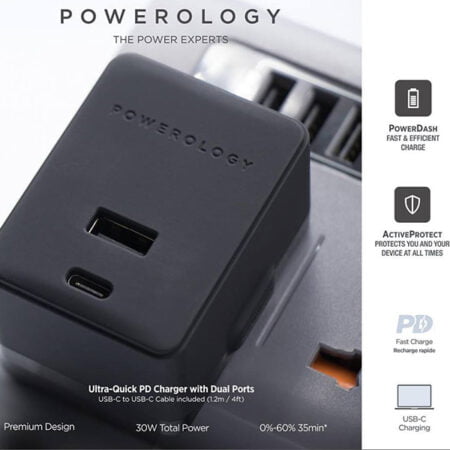 آداپتور 30 وات دو پورت پاورولوژی Powerology adaptor 30w