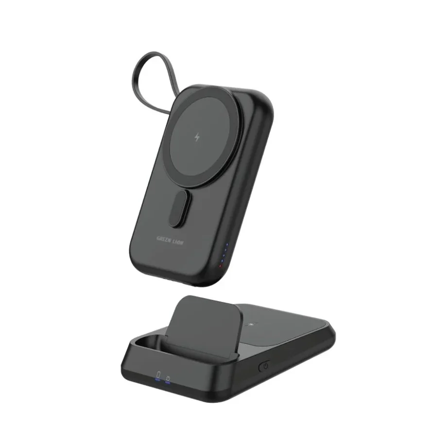 پاوربانک 10000mAh + شارژر رومیزی گرین لاین مدل 3in1 MagSafe