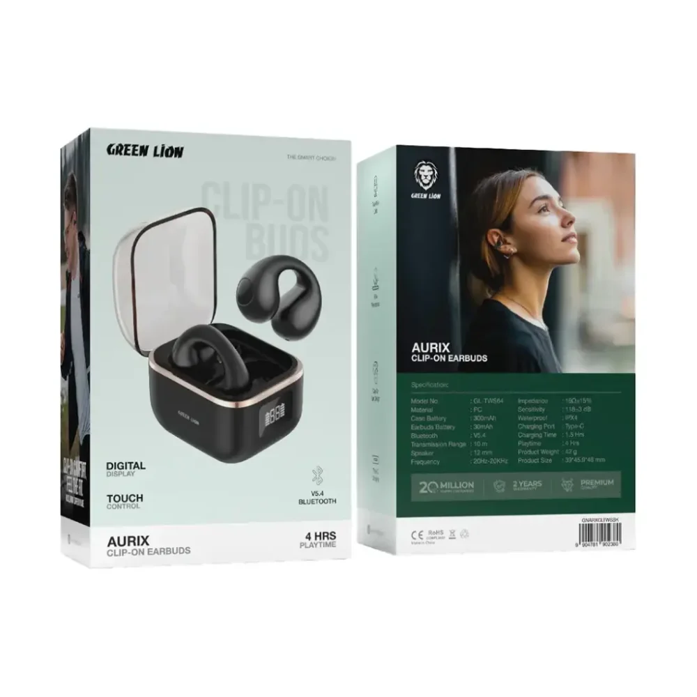 ایرپاد روی گوشی گرین لاین Green Lion Aurix Clip On Earbuds - تصویر 2