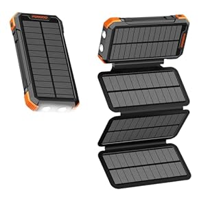 Porodo 20000mAh Solar Power Bank with 3 Detachable Panels & Torch Light
