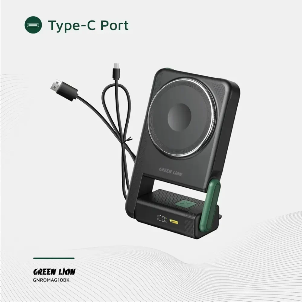 پاوربانک ۱۰۰۰۰ وایرلس مناسب گوشی و اپل واچ گرین لاین Green Lion 10000mah Rotex Wireless Powerbank - تصویر 7