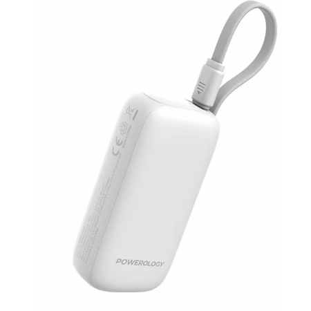 Powerology PD20W 5000mAh Power Bank Type-C Port and USB-A Port with Removable Cable