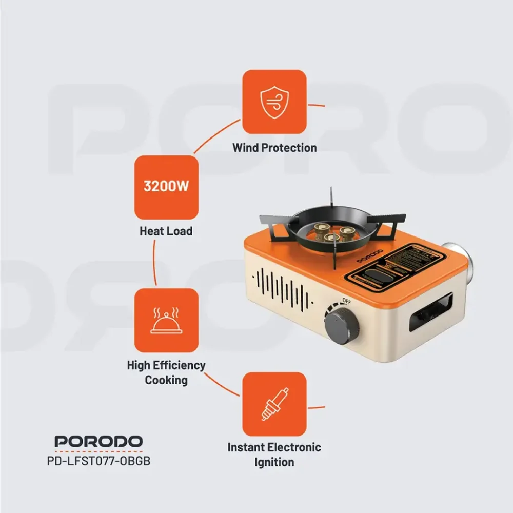 گاز مسافرتی کمپینگ پرودو Porodo Lifetsyle 3200W Portable Burner Gas Stove - تصویر 5
