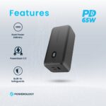 پاوربانک ۶۵ واتی ۲۰۰۰۰ میلی آمپر پاورلوژی Powerology Onyx 20000mAh Dual USB-C Power Bank PD 65W - تصویر 2