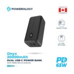 پاوربانک ۶۵ واتی ۲۰۰۰۰ میلی آمپر پاورلوژی Powerology Onyx 20000mAh Dual USB-C Power Bank PD 65W - تصویر 5