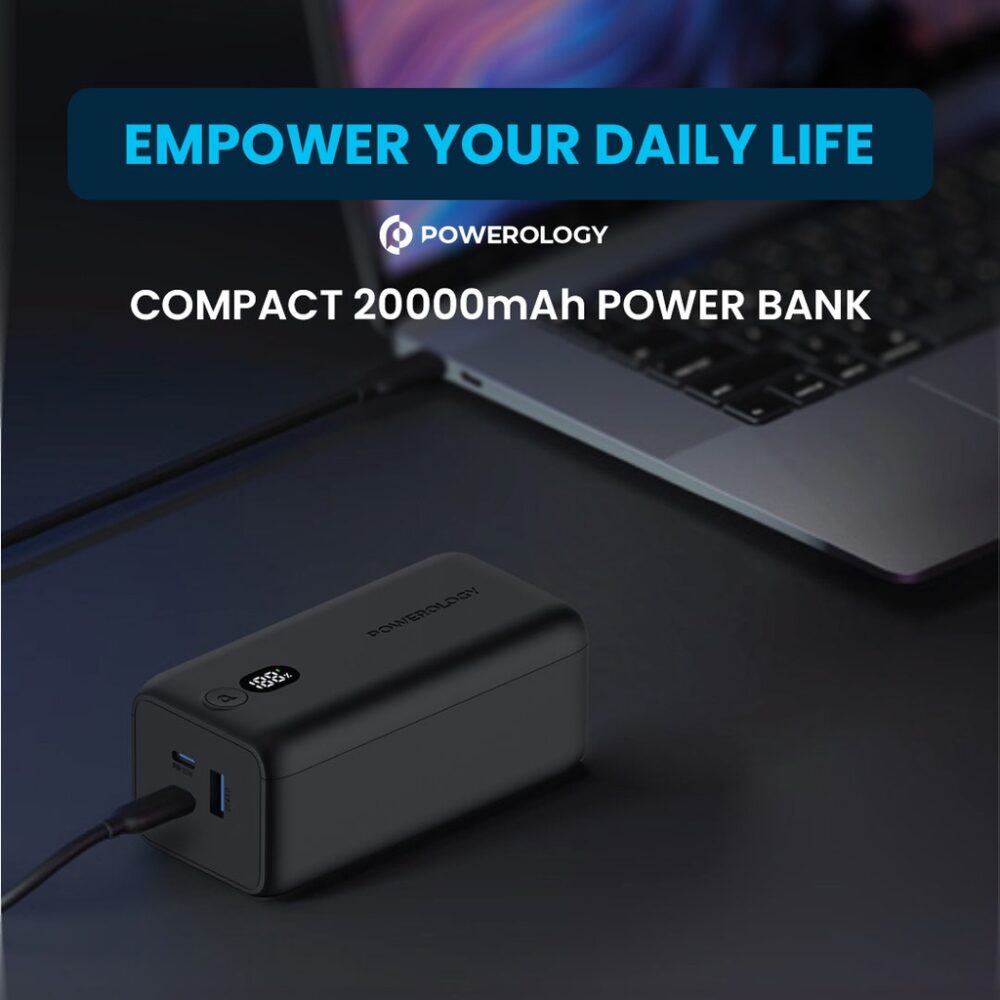 پاوربانک ۶۵ واتی ۲۰۰۰۰ میلی آمپر پاورلوژی Powerology Onyx 20000mAh Dual USB-C Power Bank PD 65W - تصویر 4