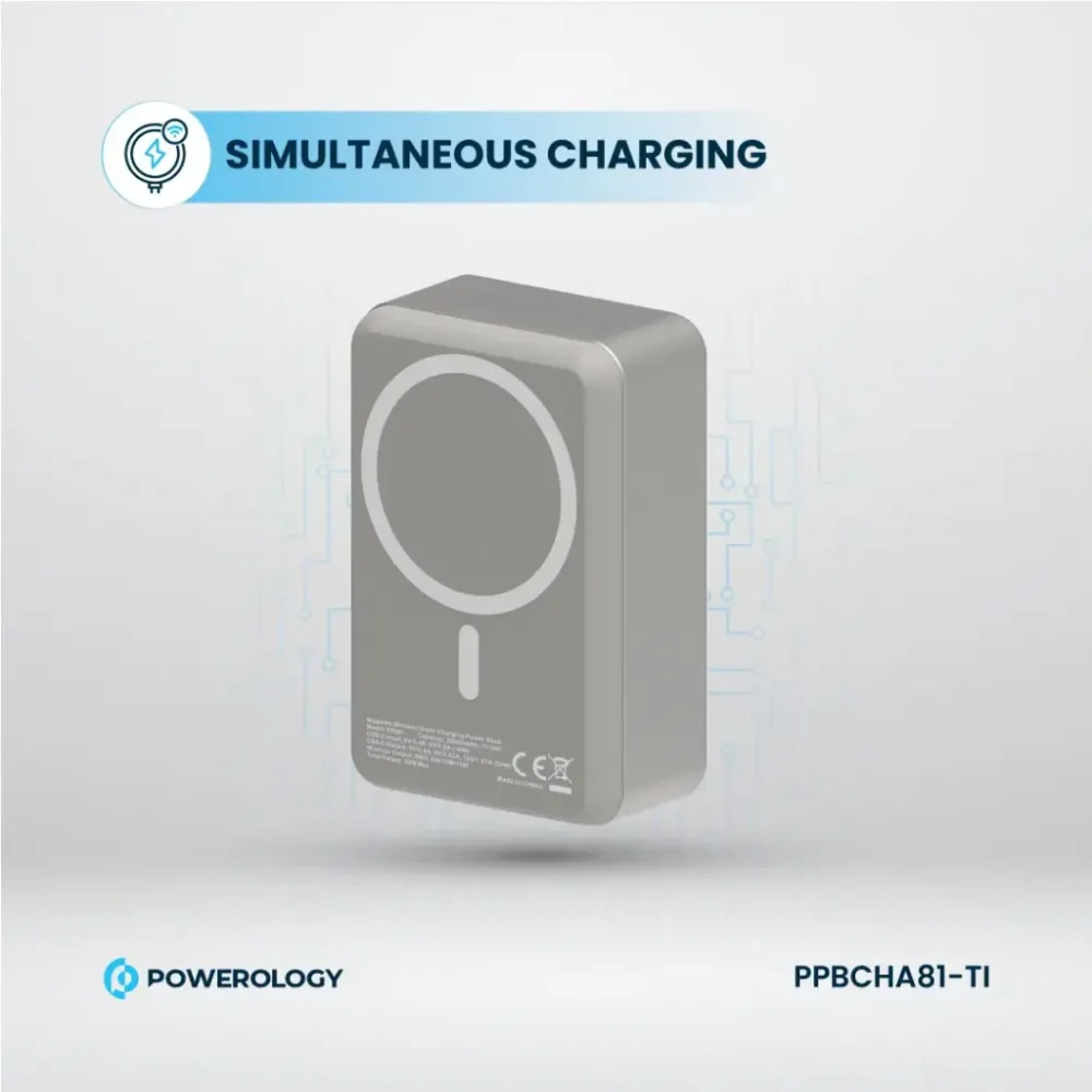 پاوربانک ۲۰ واتی ۳۰۰۰۰ میلی آمپر مگ سیف پاورلوژی Powerology PD20W Magsafe Wireless PowerBank 30000mAh - تصویر 4