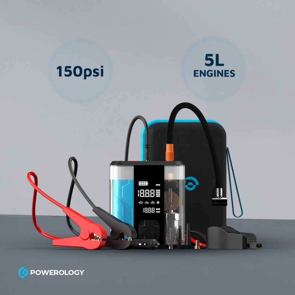 پاوربانک + جامپ استارتر + پمپ باد پاورلوژی Powerology 8800mAh Multi Functional Jump Starter with Tire Inflator - تصویر 5