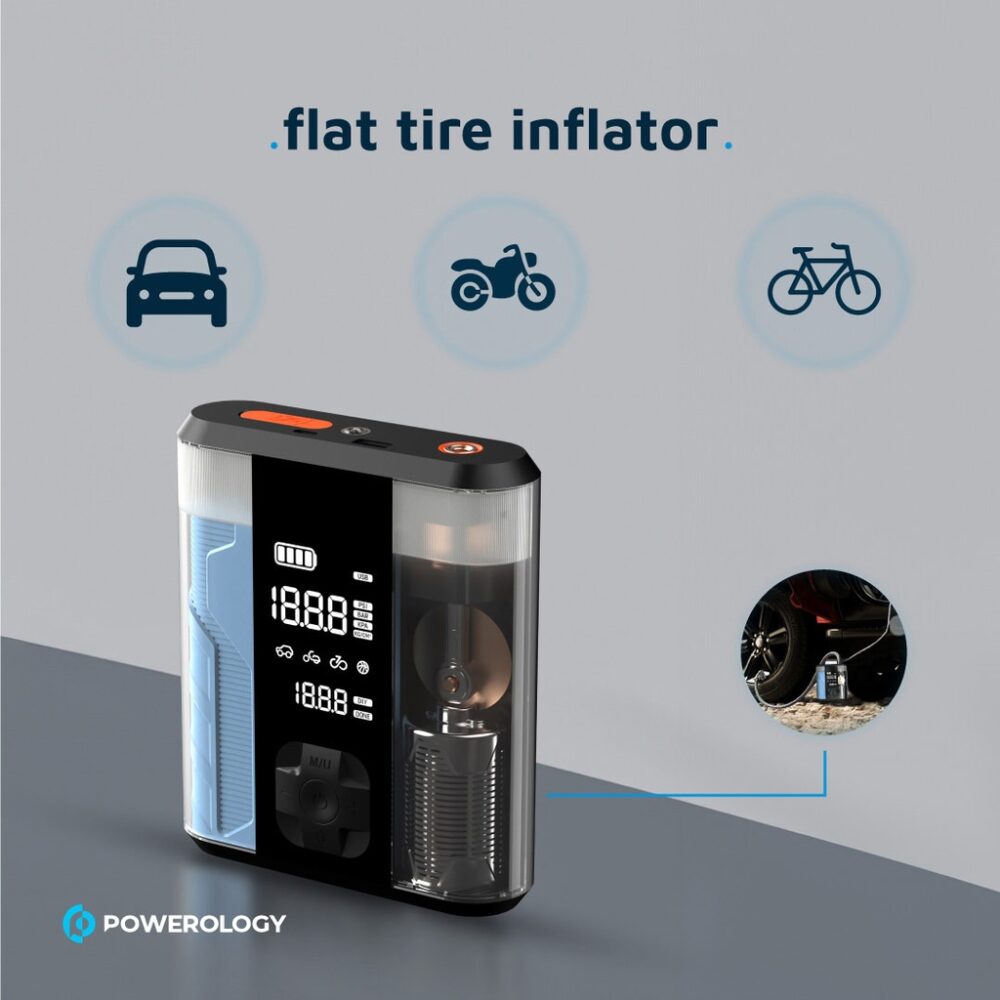 پاوربانک + جامپ استارتر + پمپ باد پاورلوژی Powerology 8800mAh Multi Functional Jump Starter with Tire Inflator - تصویر 7