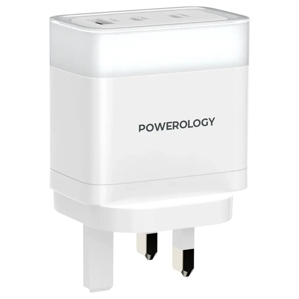 Powerology Lunex Series Fast Charging Adapter PD 65W WH1 آداپتور ۳ پورت ۶۷ وات پاورلوژی Powerology Lunex Series Fast Charging Adapte - تصویر 1