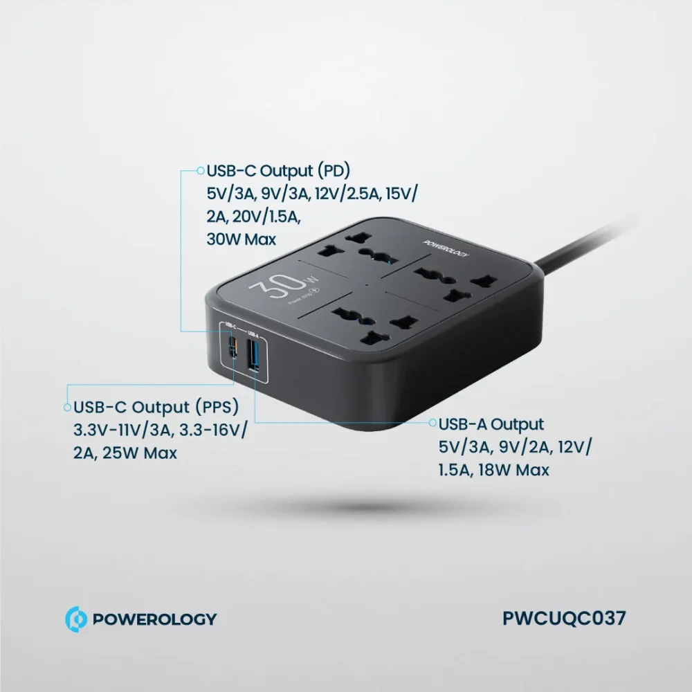 چندراهی برق هوشمند پاورلوژی Powerology Power Strip 3250W - تصویر 14