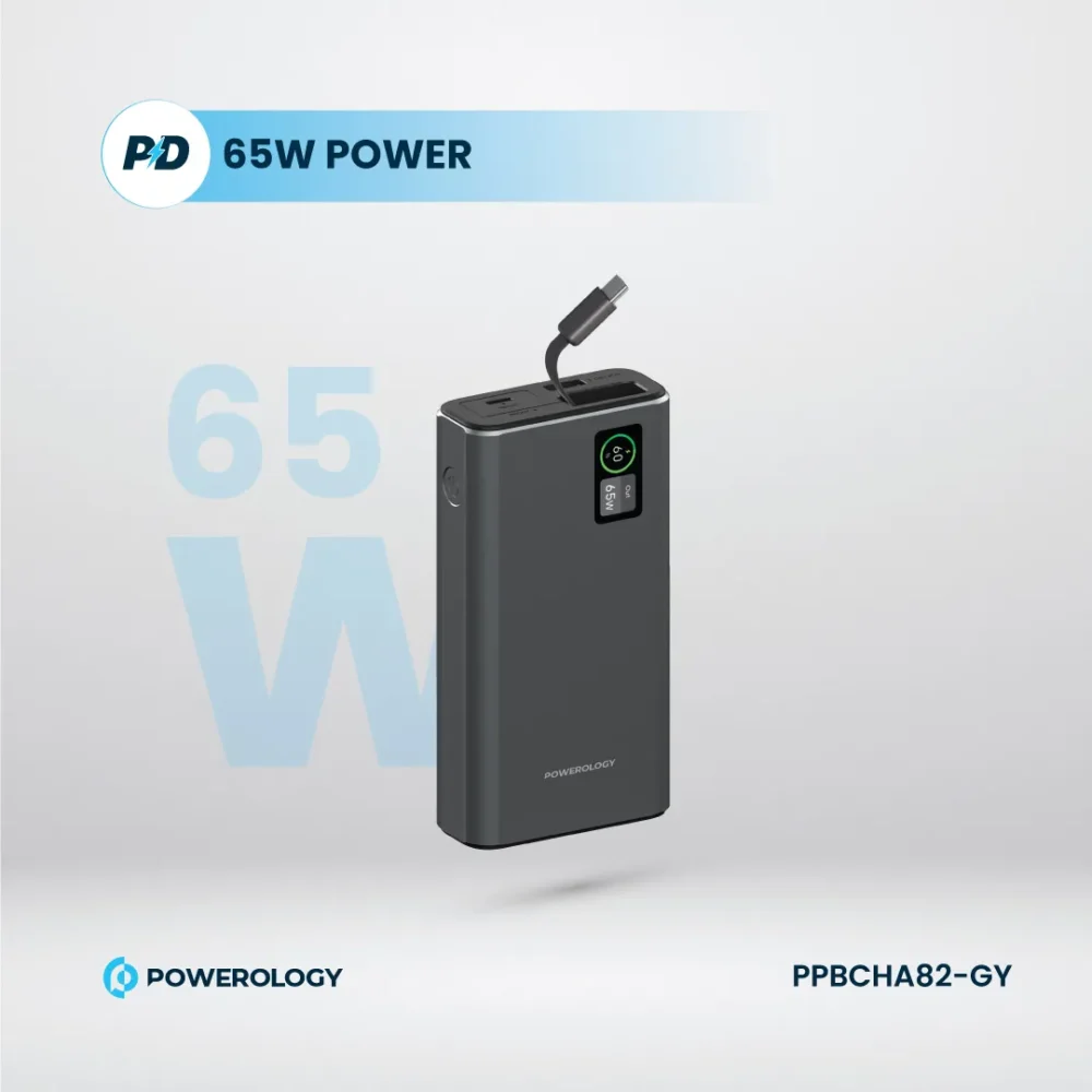 پاوربانک ۶۵ وات ۲۰ هزار پاورلوژی Powerology Aluminum 20000mAh Power Bank - تصویر 10
