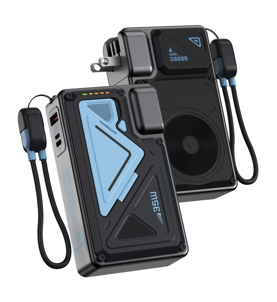 POWEROLOGY POWER BANK WALL CHARGER MAGSAFE 20000MAH - BLACK آداپتور + پاوربانک ۲۰ هزار پاورلوژی Powerology Wall Charger MagSafe Power Bank 20000mAh - تصویر 1