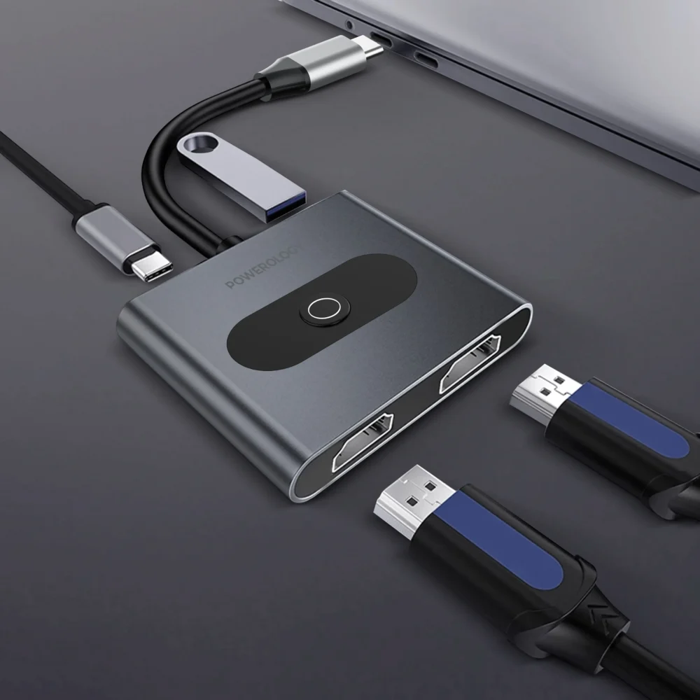 هاب تایپ سی ۴ کاره پارولوژی Powerology 4-In-1 USB-C Multi-Function Hub - تصویر 2