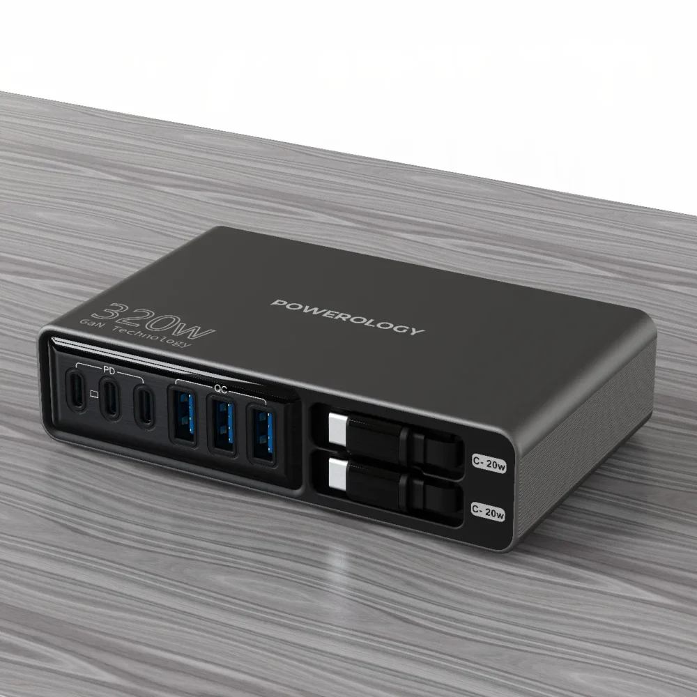 هاب شارژ رومیزی ۳۲۰ وات پاورلوژی Powerology Univo Charging Station PD 100W - تصویر 2