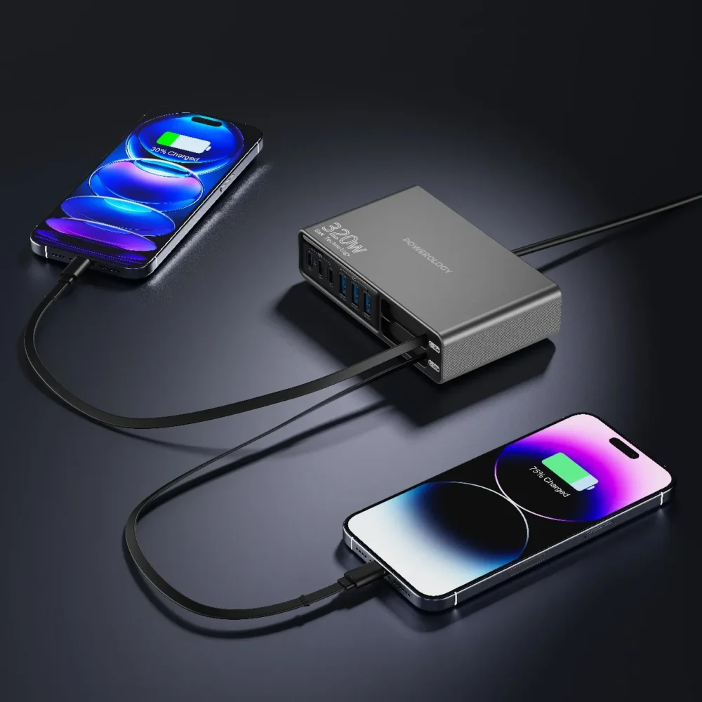 هاب شارژ رومیزی ۳۲۰ وات پاورلوژی Powerology Univo Charging Station PD 100W - تصویر 9
