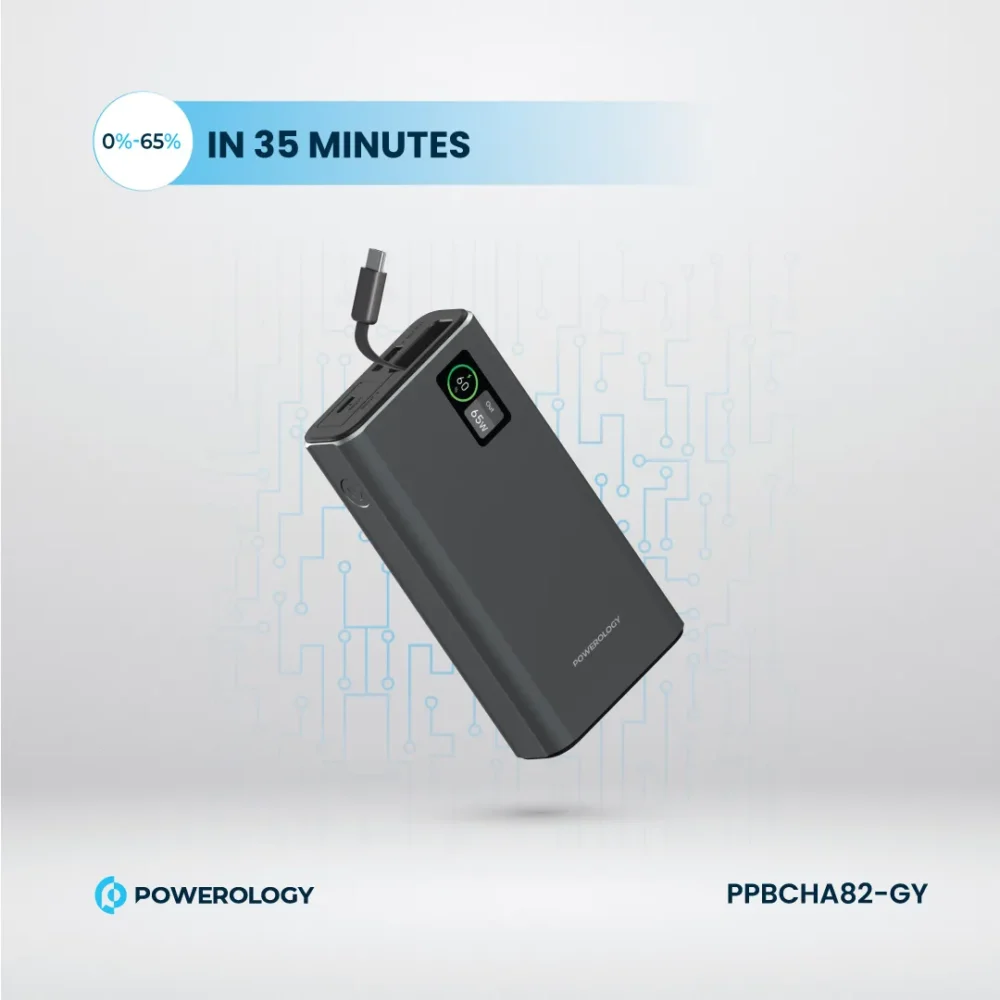 پاوربانک ۶۵ وات ۲۰ هزار پاورلوژی Powerology Aluminum 20000mAh Power Bank - تصویر 6