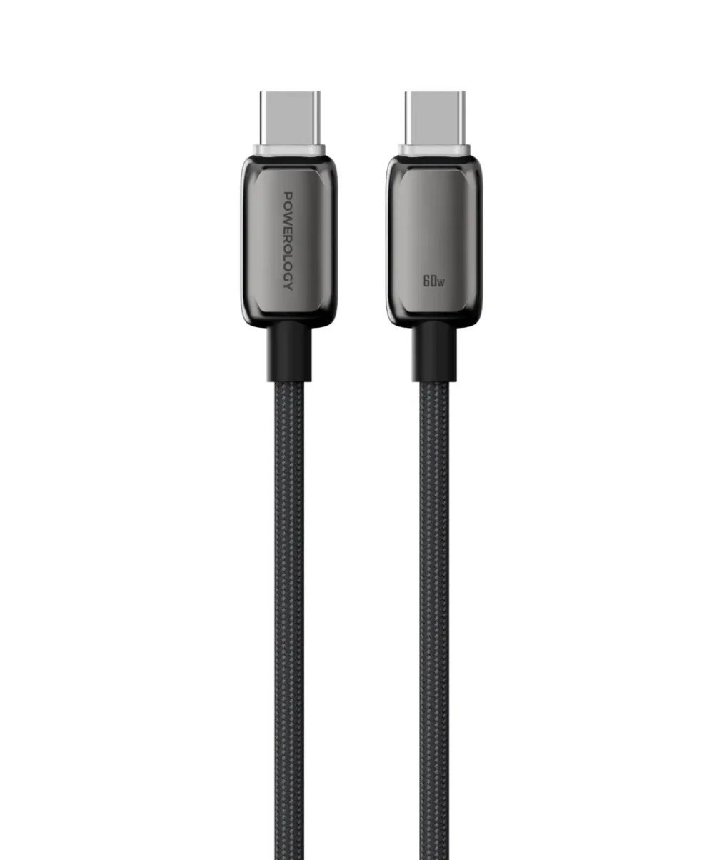 کابل تایپ سی به تایپ سی ۶۰ وات پاورلوژی Powerology Zinco Series USB-C to USB-C - تصویر 2