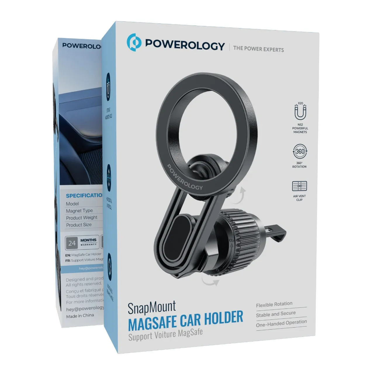 {PWS6M09BK} POWEROLOGY SNAPMOUNT MAGSAFE CAR HOLDER - BLACK {PWS6M09BK} POWEROLOGY SNAPMOUNT MAGSAFE CAR HOLDER - BLACK - تصویر 1