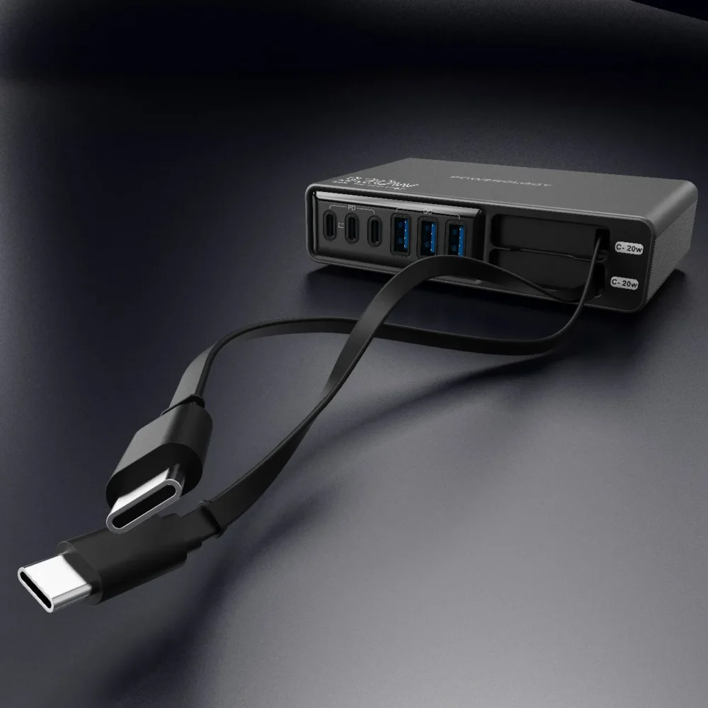 هاب شارژ رومیزی ۳۲۰ وات پاورلوژی Powerology Univo Charging Station PD 100W - تصویر 4