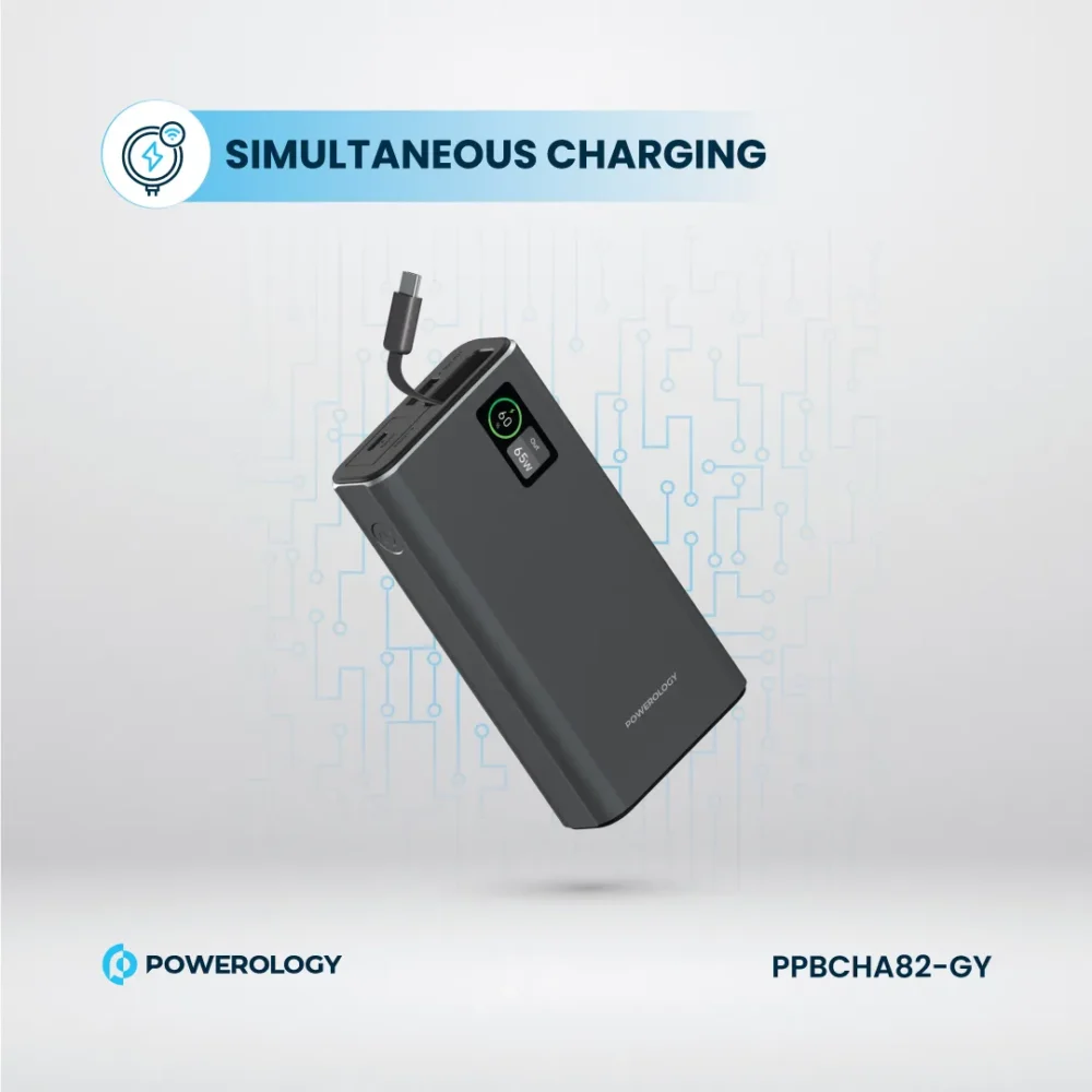 پاوربانک ۶۵ وات ۲۰ هزار پاورلوژی Powerology Aluminum 20000mAh Power Bank - تصویر 12