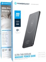 پاوربانک ۵۰۰۰ بی سیم فوق نازک پاورلوژی Powerology Ultra-Thin 5000mAh MagSafe Power Bank - تصویر 2