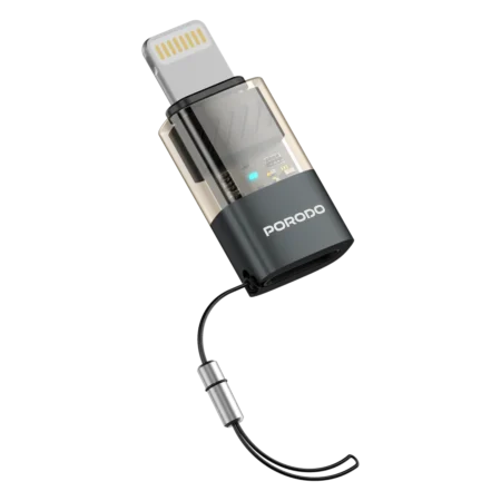 تبدیل تایپ سی به لایتنینگ شارژ و انتقال دیتا پرودو Porodo MiniLink Transparent OTG Adapter USB-C to Lightning