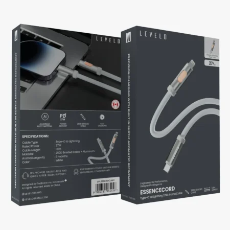 LEVELO ESSENCECORD TYPE-C TO LIGHTNING 1.2M 27W CABLE WITH AROMA - WHITE
