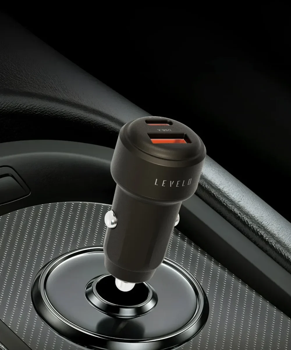 LEVELO NORI MINI 60W CAR CHARGER - GUN GREY
