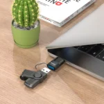 PORODO  TRANSPARENT+ ALUMINUM ALLOY USB A FEMALE TO TYPE-C MALE - GREY