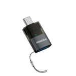 PORODO  TRANSPARENT+ ALUMINUM ALLOY USB A FEMALE TO TYPE-C MALE - GREY