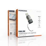 PORODO  TRANSPARENT+ ALUMINUM ALLOY  USB C FEMALE TO LIGHTNING MALE  CHARGE+OTG+AUDIO -