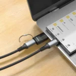 PORODO  TRANSPARENT+ ALUMINUM ALLOY USB C FEMALE TO USB A MALE - GREY