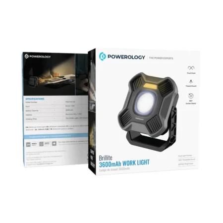 پروژکتور و چراغ قوه کمپینگ شارژی پاورلوژی POWEROLOGY BRILLITE 3- MODE WORK LIGHT WITH 4000MAH BATTERY